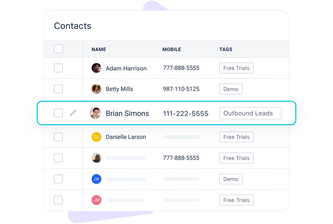 Manage leads and contacts