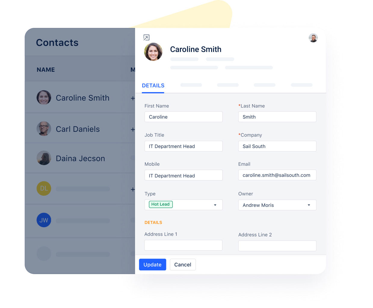 Manage contacts from a single page