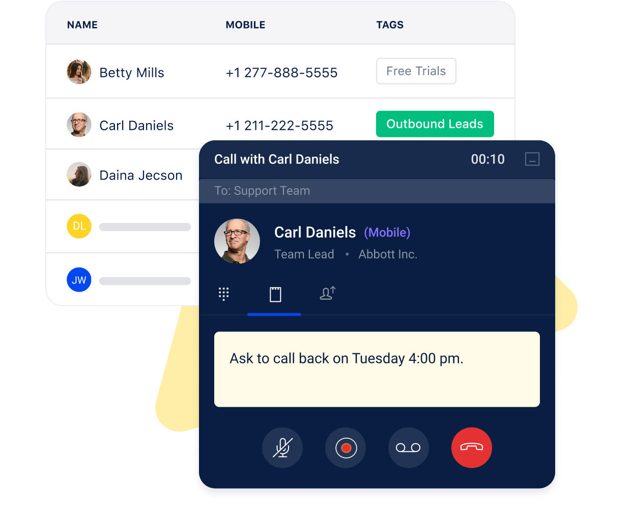 Make calls directly from the CRM